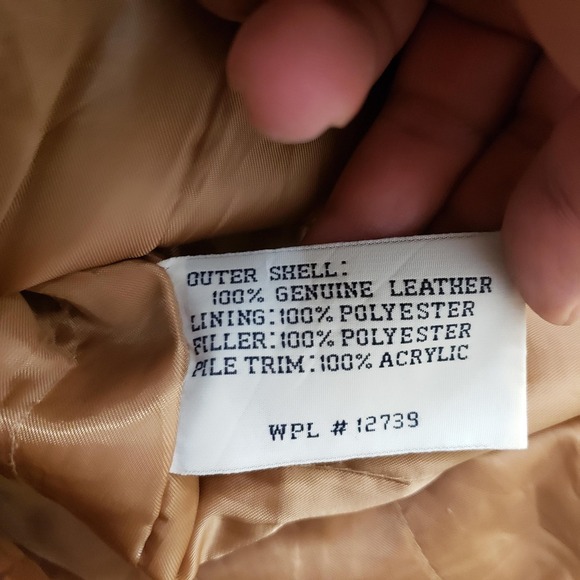 VINTAGE Fitzwright Jacket Womens Large Tan Leather Hooded Faux Fur Parka Coat - Picture 13 of 14